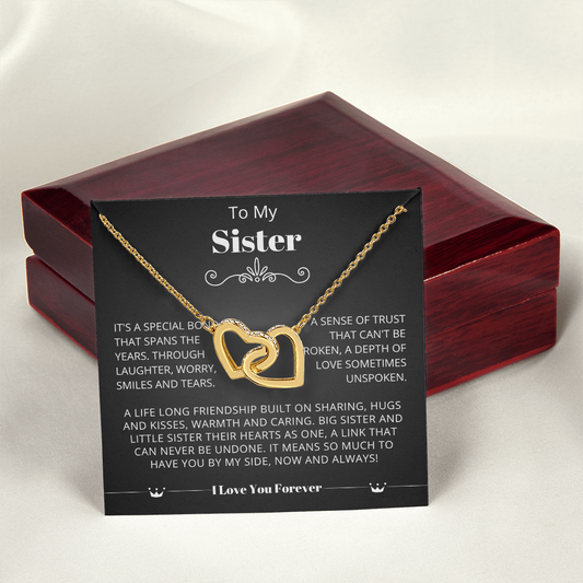 To My Sister - Linked Heart Necklace - A Link Can Never Be Undone