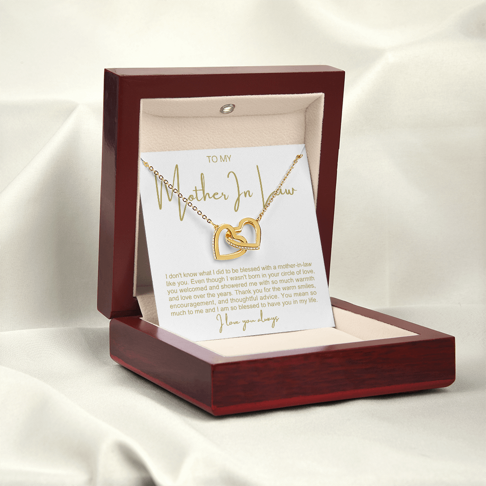 To My Mother In Law - Linked Hearts Necklace - You Are A Blessing Message Card Gift
