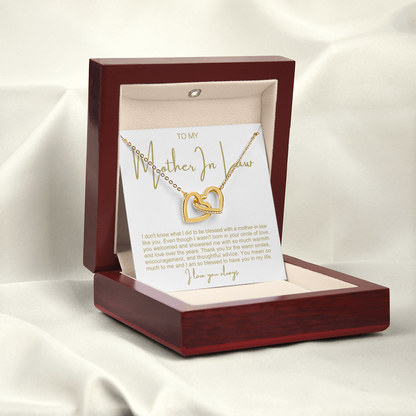 To My Mother In Law - Linked Hearts Necklace - You Are A Blessing Message Card Gift