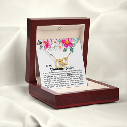 To My Granddaughter - Linked Hearts Necklace - You Are Never Alone Message Card Gift