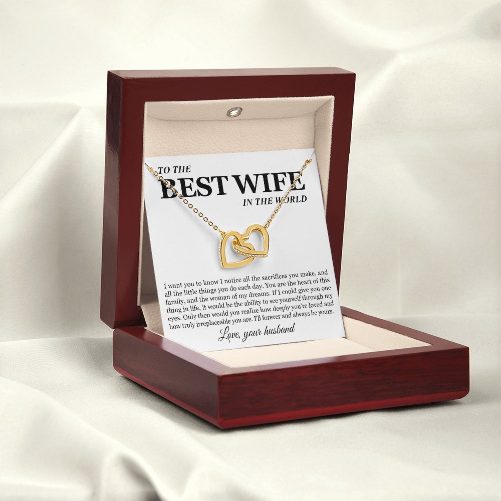 To My Wife - Linked Hearts Necklace - Woman of My Dreams Message Card Gift