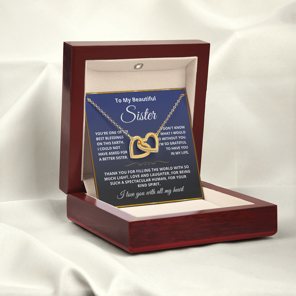 To My Sister - Linked Heart Necklace - Love You With All My Heart Gift