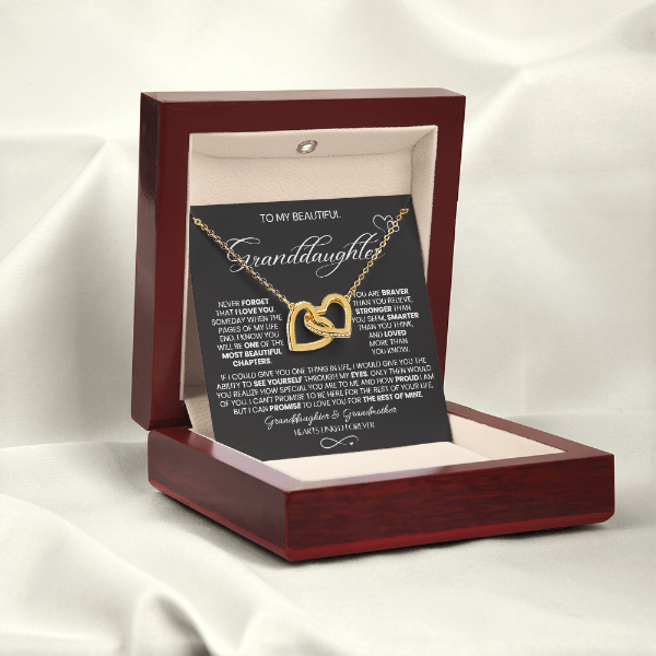 To My Granddaughter - Linked Hearts Necklace - Hearts Linked Forever Message Card Gift