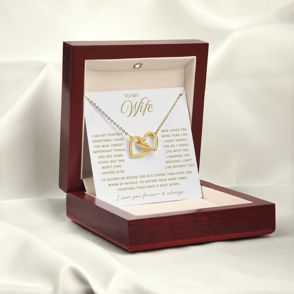 To My Wife - Linked Hearts Necklace - Rather Be Beside You Valentine's Day Gift