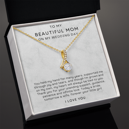 To My Mom - Ribbon Necklace - Forever Your Little Girl Message Card Gift