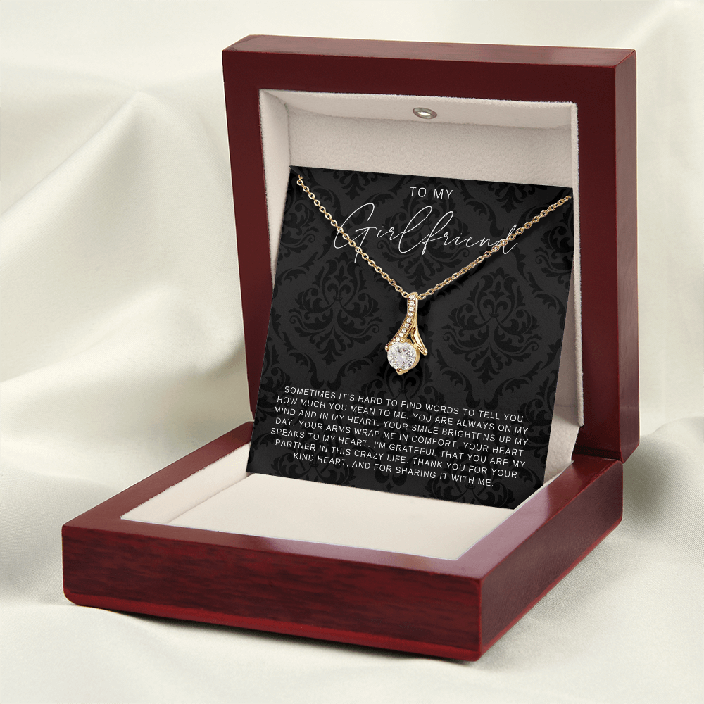 To My Girlfriend - Ribbon Necklace - You Are Always In My Heart Gift