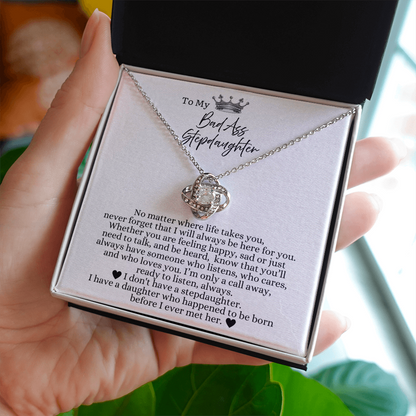 To My Bad Ass Stepdaughter - Love Heart Necklace - I Will Always Be Here For You Gift