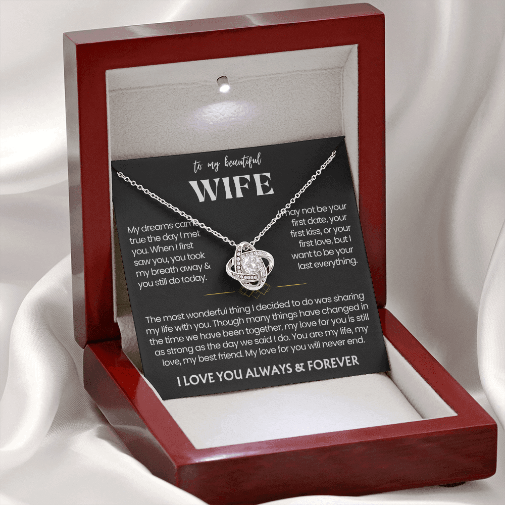 To My Wife - Love Heart Necklace - My Love for You Will Never End Message Card Gift
