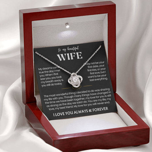 To My Wife - Love Heart Necklace - My Love for You Will Never End Message Card Gift