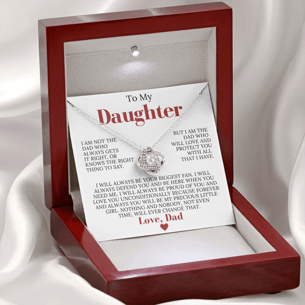 To My Daughter from Dad - Love Knot Necklace - Always My Precious Little Girl Gift