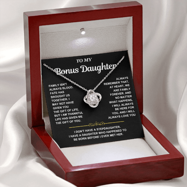 At Heart We Are Family Forever  - Necklace Gift for Bonus Daughter