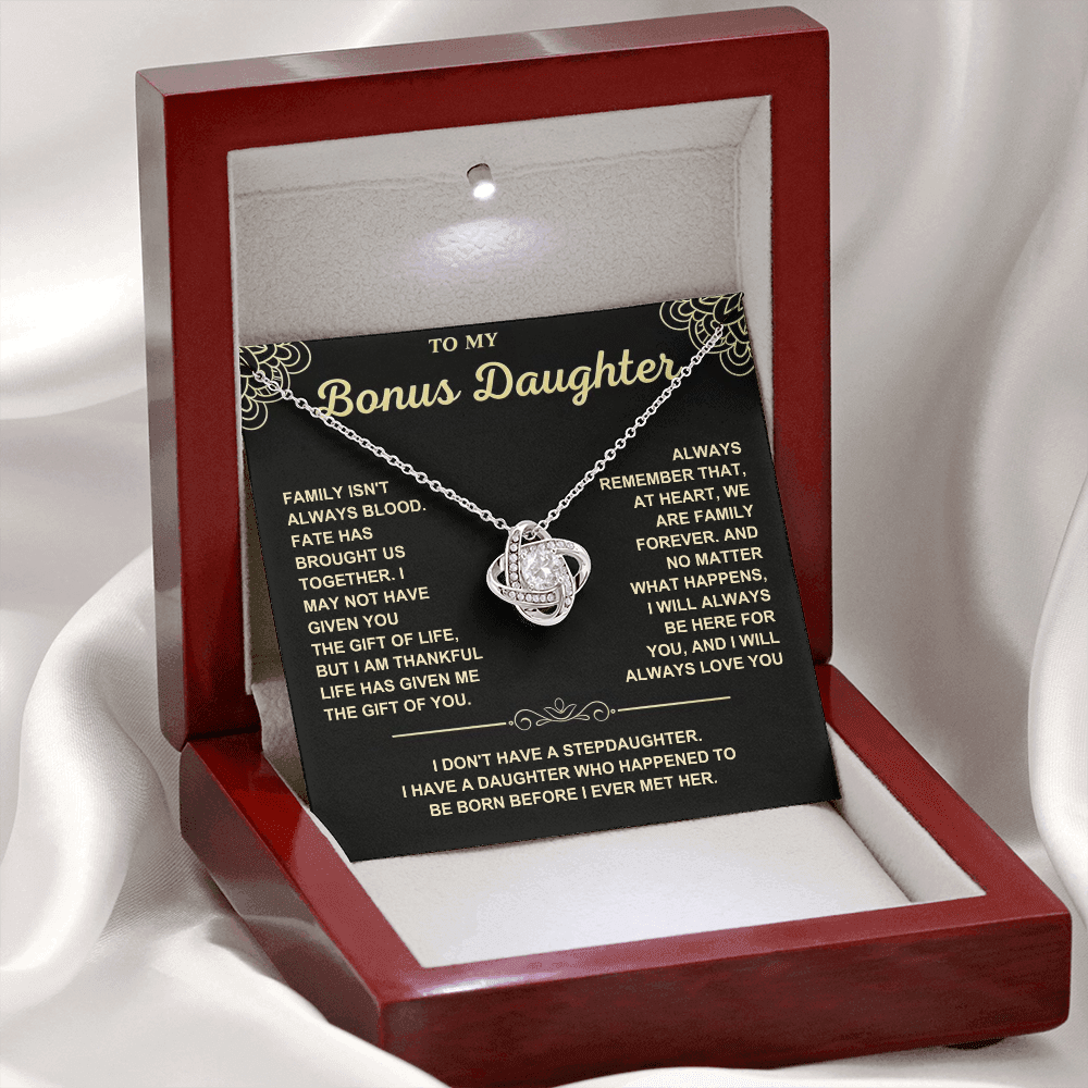 At Heart We Are Family Forever  - Necklace Gift for Bonus Daughter
