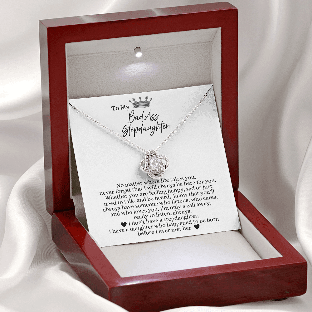To My Bad Ass Stepdaughter - Love Heart Necklace - I Will Always Be Here For You Gift