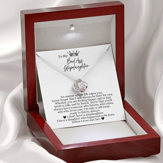 To My Bad Ass Stepdaughter - Love Heart Necklace - I Will Always Be Here For You Gift