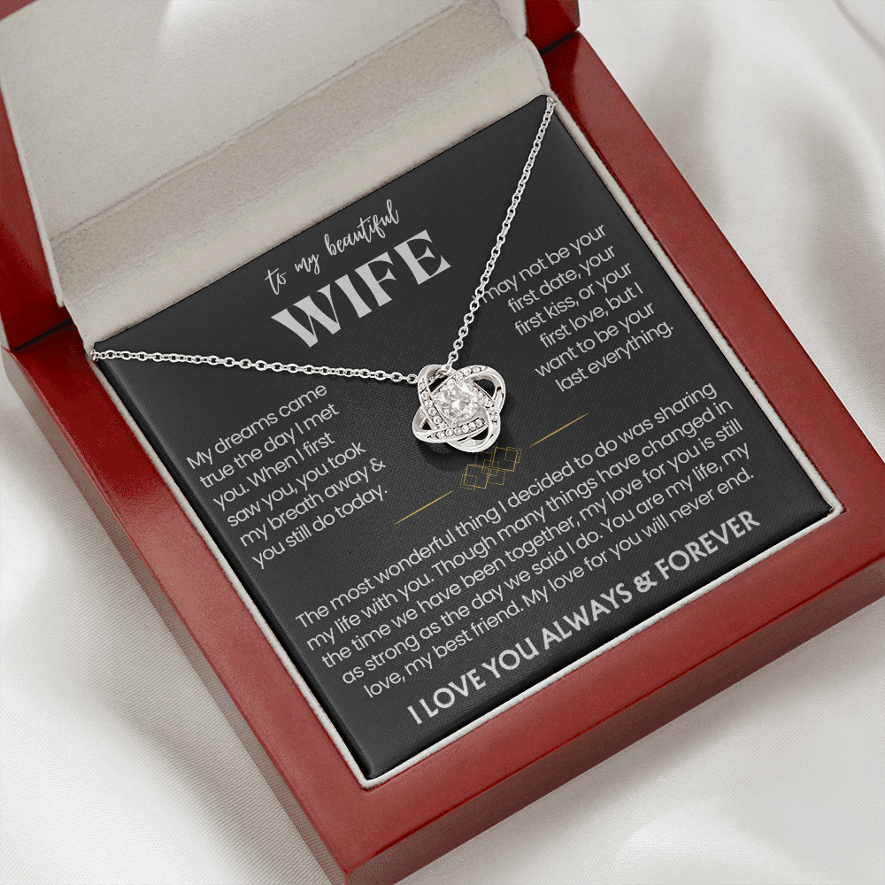 To My Wife - Love Heart Necklace - My Love for You Will Never End Message Card Gift