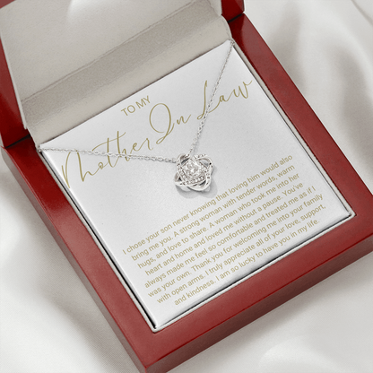 To My Mother In Law - Love Knot Necklace - Lucky To Have You Message Card Gift