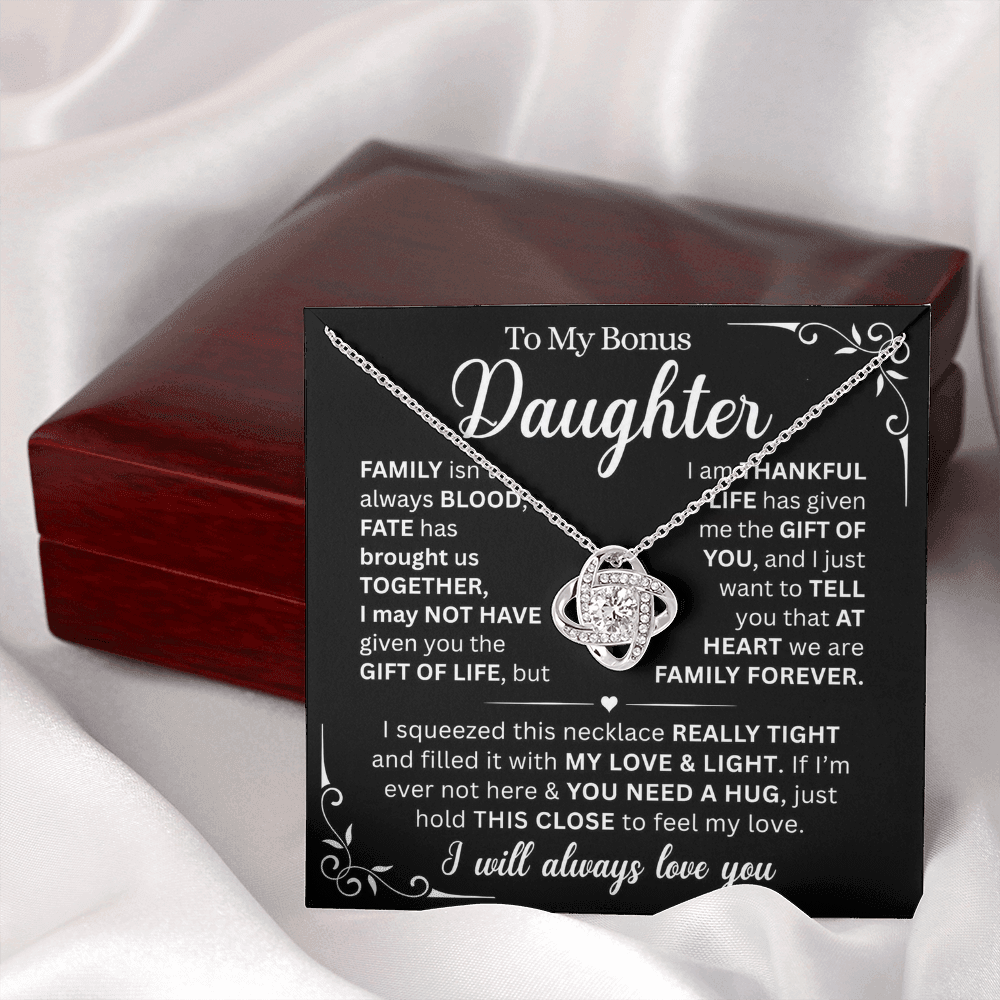 At Heart We Are Family Forever  - Necklace Gift for Bonus Daughter