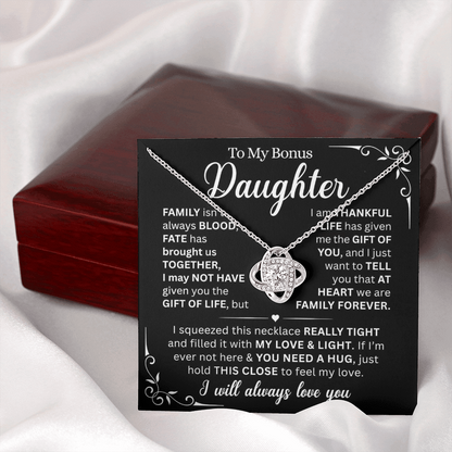 At Heart We Are Family Forever  - Necklace Gift for Bonus Daughter