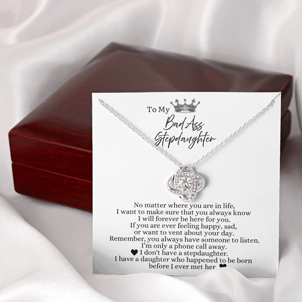 To My Badass Stepdaughter - Love Heart Necklace - Always Be Here For You Gift