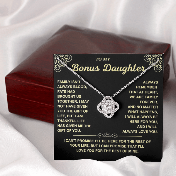 At Heart We Are Family Forever  - Necklace Gift for Bonus Daughter