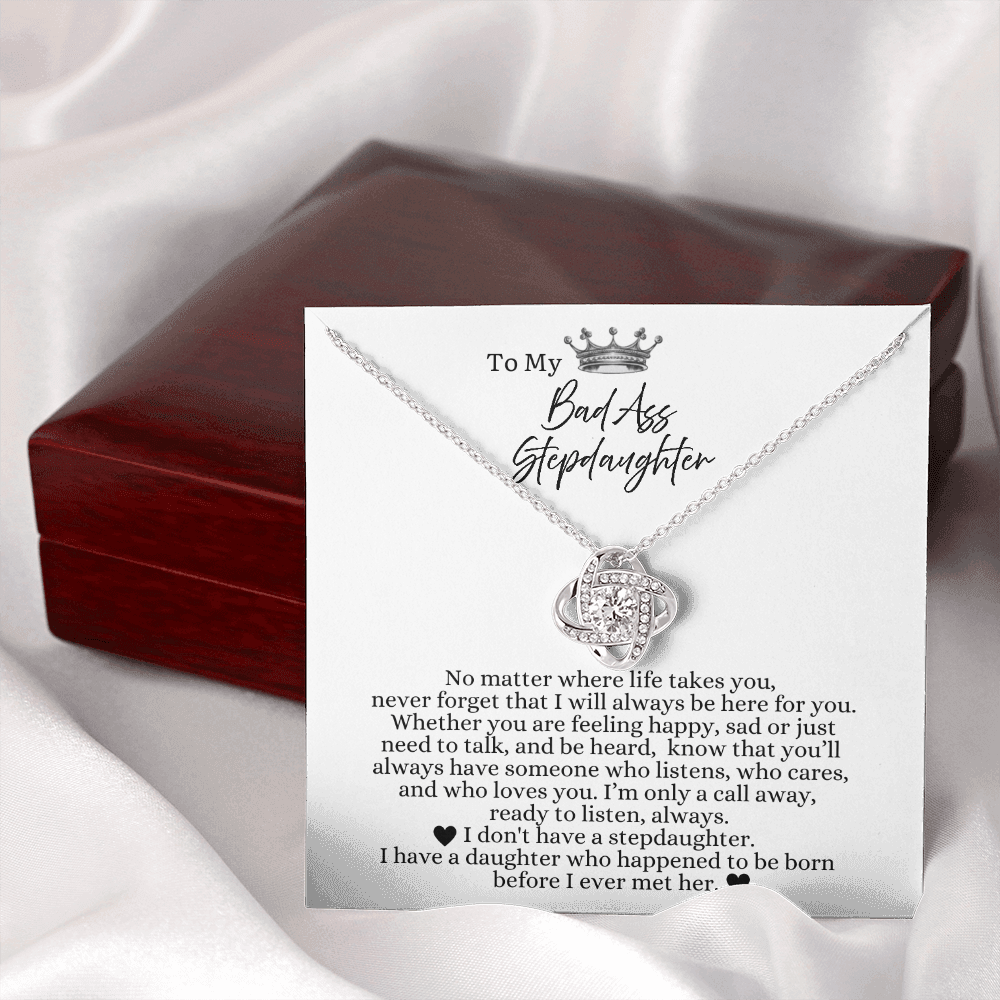 To My Bad Ass Stepdaughter - Love Heart Necklace - I Will Always Be Here For You Gift