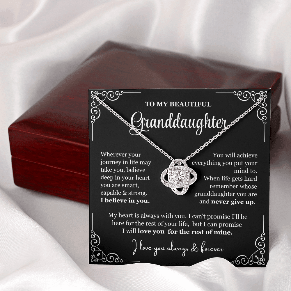 To My Granddaughter - Love Knot Necklace - Love You For The Rest Of Mine Gift Box