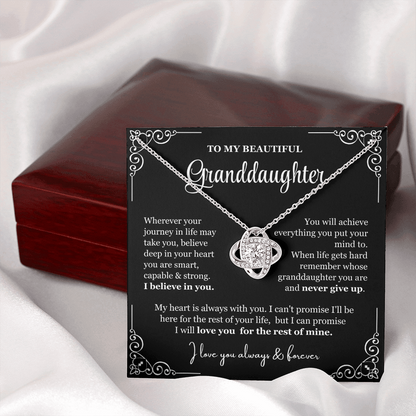 To My Granddaughter - Love Knot Necklace - Love You For The Rest Of Mine Gift Box