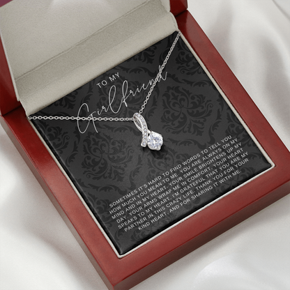To My Girlfriend - Ribbon Necklace - You Are Always In My Heart Gift