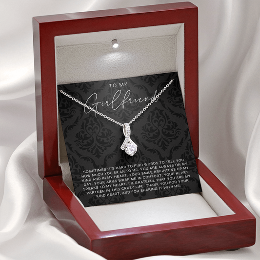 To My Girlfriend - Ribbon Necklace - You Are Always In My Heart Gift