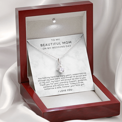 To My Mom - Ribbon Necklace - Forever Your Little Girl Message Card Gift