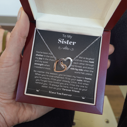 To My Sister - Linked Heart Necklace - Forever Friend Gift