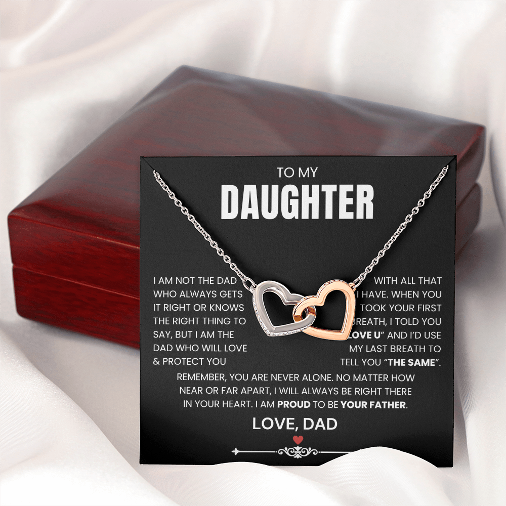 To My Daughter - Linked Hearts Necklace - Proud to Be Your Father Message Card Gift
