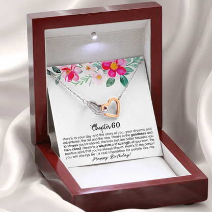 Happy 60th Birthday - Linked Hearts Necklace - You Are My Inspiration Message Card Gift