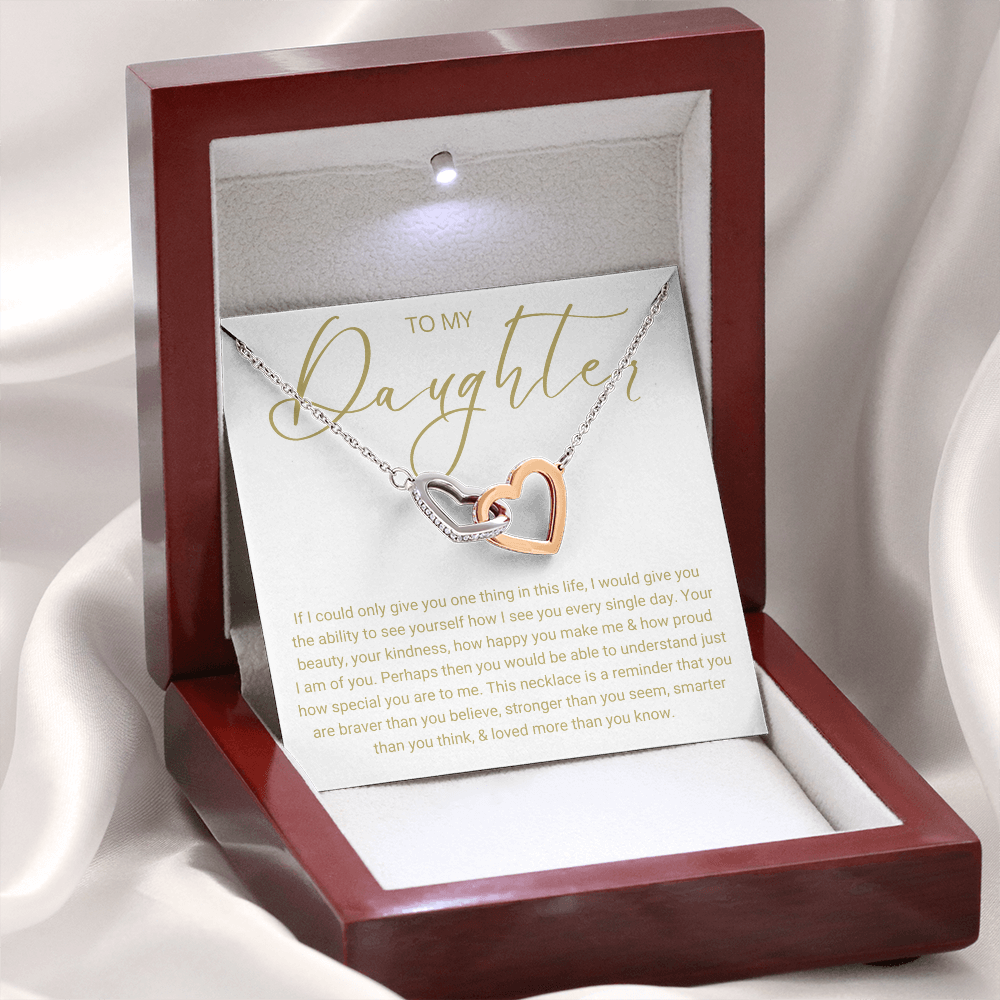 To My Daughter - Linked Hearts Necklace - Love You Forever Message Card Gift