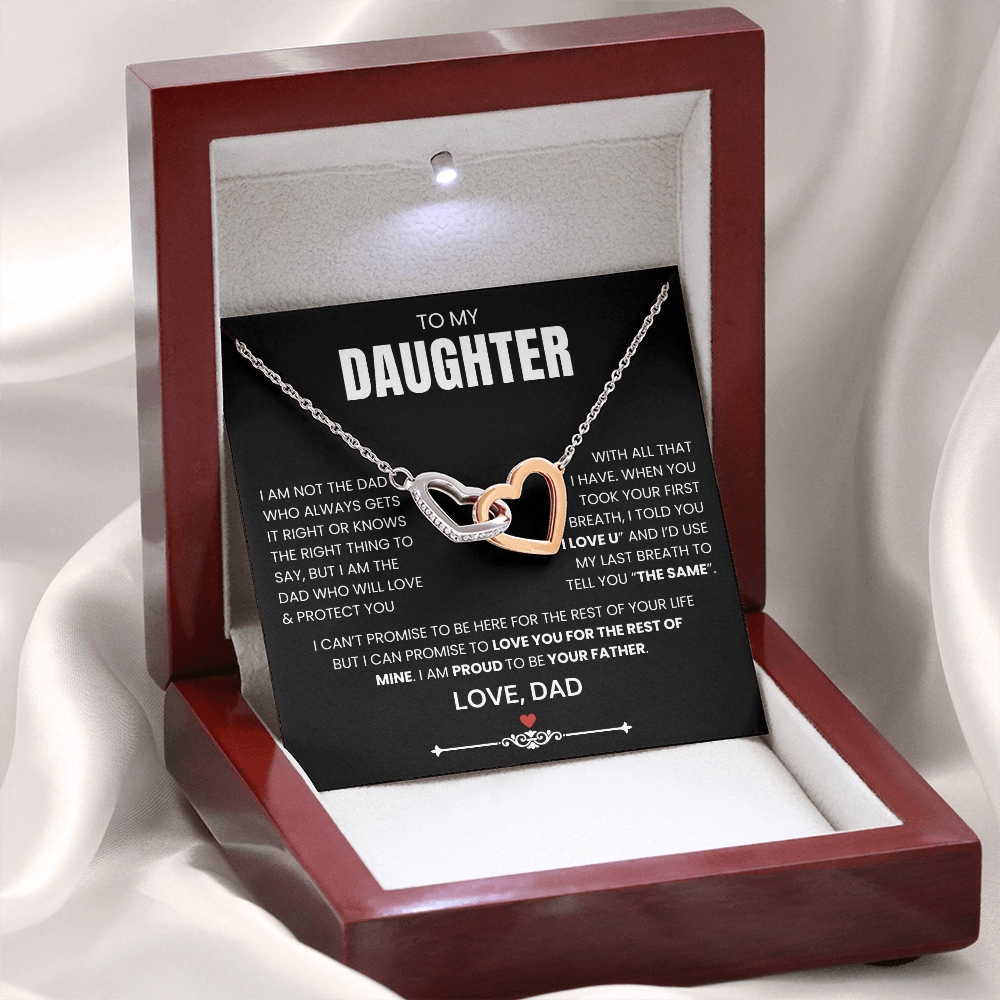 To My Daughter - Linked Hearts Necklace - Proud to Be Your Dad Message Card Gift