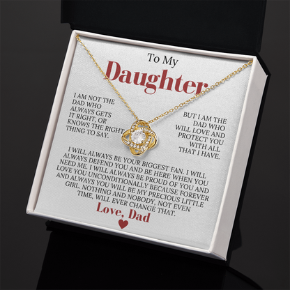To My Daughter from Dad - Love Knot Necklace - Always Be Your Biggest Fan Gift