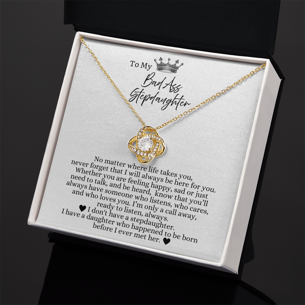 To My Bad Ass Stepdaughter - Love Heart Necklace - I Will Always Be Here For You Gift