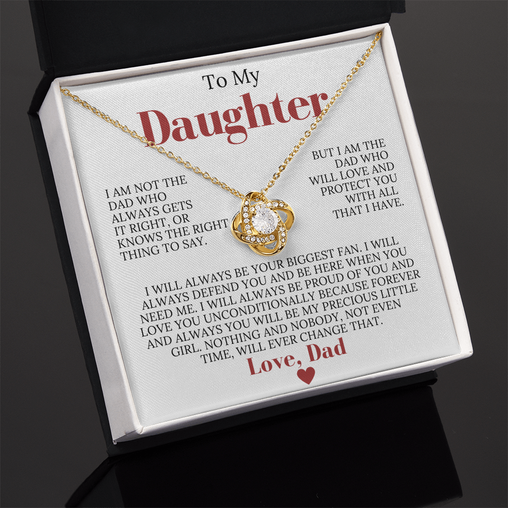 To My Daughter from Dad - Love Knot Necklace - Always My Precious Little Girl Gift