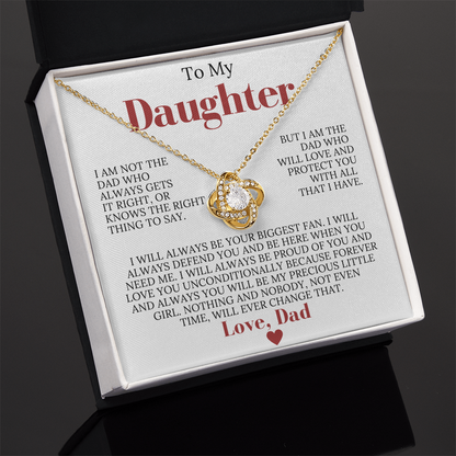 To My Daughter from Dad - Love Knot Necklace - Always My Precious Little Girl Gift