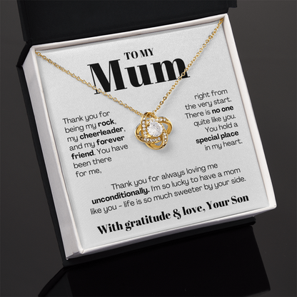 To My Mum - Love Knot Necklace - Lucky to Have You as My Mum Message Card Gift
