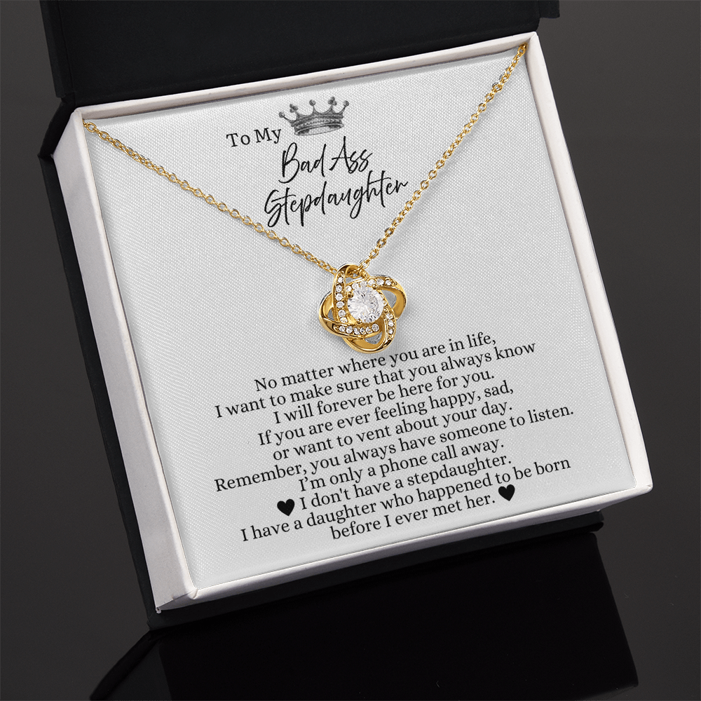 To My Badass Stepdaughter - Love Heart Necklace - Always Be Here For You Gift