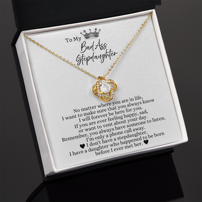 To My Badass Stepdaughter - Love Heart Necklace - Always Be Here For You Gift