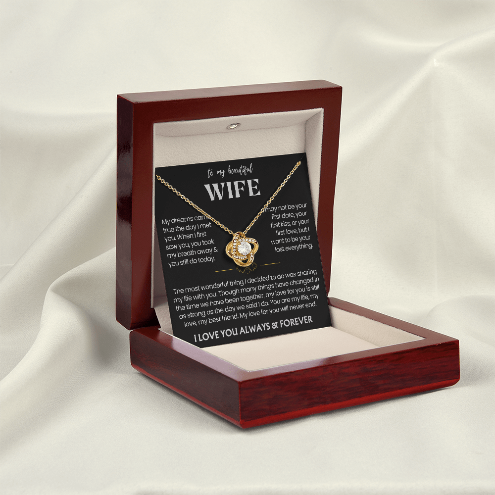 To My Wife - Love Heart Necklace - My Love for You Will Never End Message Card Gift