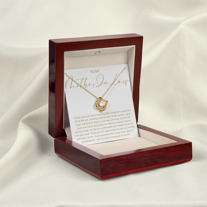 To My Mother In Law - Love Knot Necklace - Lucky To Have You Message Card Gift