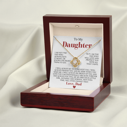 To My Daughter from Dad - Love Knot Necklace - Always My Precious Little Girl Gift