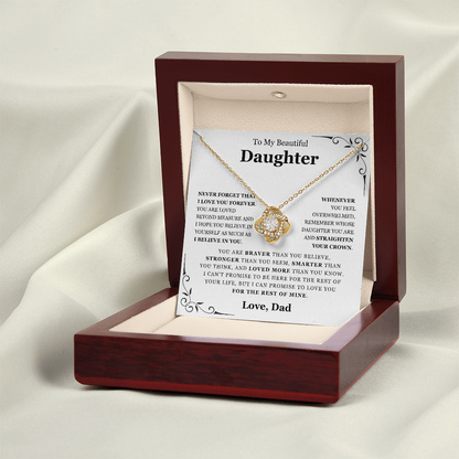 To My Daughter from Dad - Love Knot Necklace - Love You Forever Message Card Gift