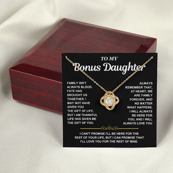 At Heart We Are Family Forever  - Necklace Gift for Bonus Daughter