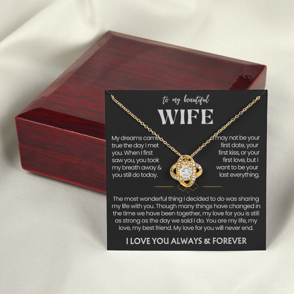 To My Wife - Love Heart Necklace - My Love for You Will Never End Message Card Gift