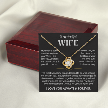 To My Wife - Love Heart Necklace - My Love for You Will Never End Message Card Gift