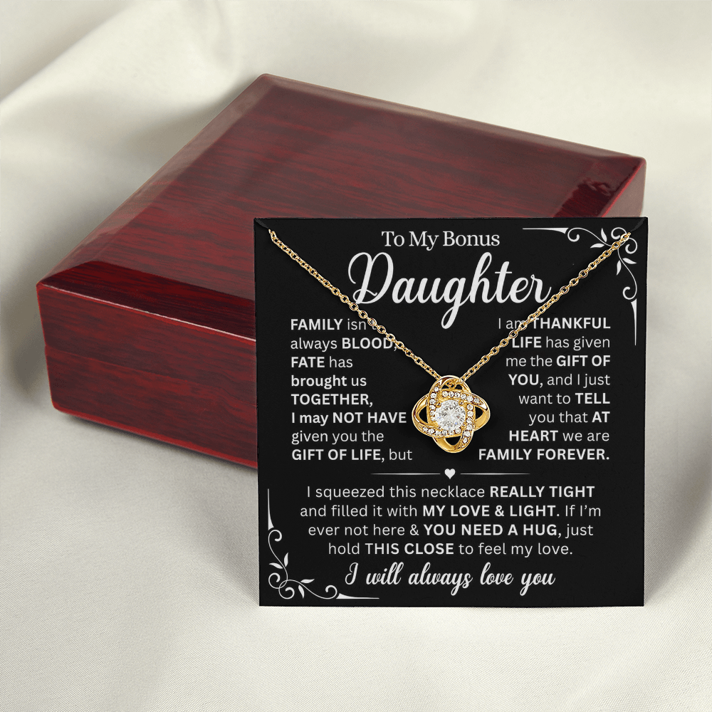 At Heart We Are Family Forever  - Necklace Gift for Bonus Daughter